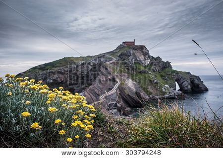 The Coast From San Juan De Gaztelugatxe, Dragon-stone In Game Of Thrones, Bridge And Stone Stairs