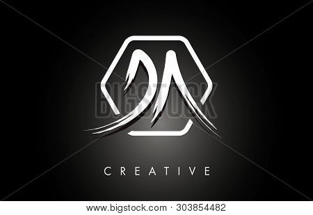 Da D A Brushed Vector Letter Logo Design With Creative Modern Brush Lettering Texture And Hexagonal 