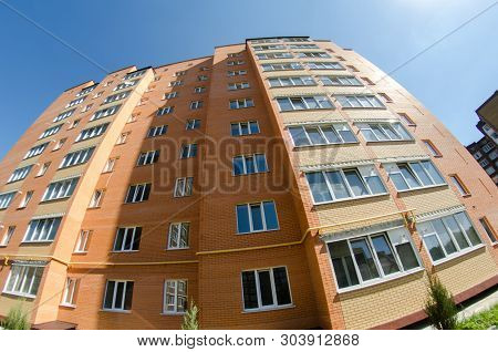 Modern And New Apartment Building. Multistoried, Modern, New And Stylish Living Block Of Flats. Real