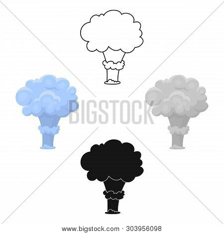 Nuclear Explosion Icon In Cartoon, Black Style Isolated On White Background. Explosions Symbol Stock