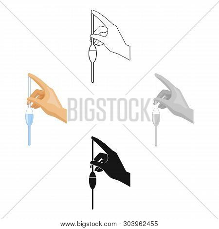 Filling Of A Bulb Pipette By Water Icon In Cartoon, Black Style Isolated On White Background. Water 