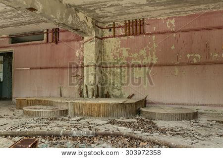 Pripyat In Ukraine, A Town Abandoned After Chornobyl (chernobyl) Nuclear Plant Disaster, A Hall Of T