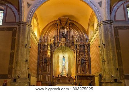 Oaxaca, Mexico - January 5, 2019 Yellow Basilica Altar Templo De La Compania Church Oaxaca Mexico. B