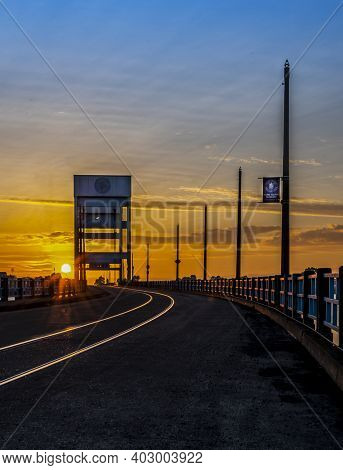 View Of A Beautiful Sunset In Background Of Mare Island In Vallejo, Ca. , Solano County Seen From Th