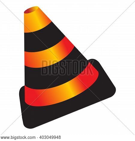 Orange Black Realistic Road Plastic White Striped Shiny Cone
