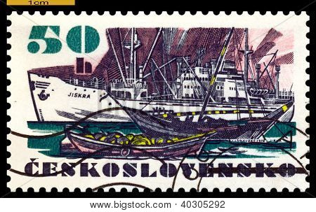 Selo vintage.  Vela de navio.