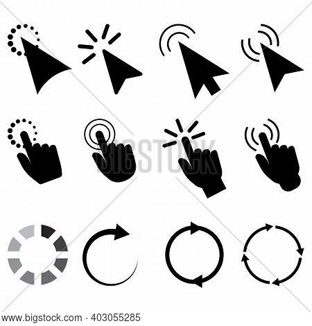 Set Cursors Loading. Digital Illustration. Flat Button With Set Cursors Loading. Stock Image. Eps 10