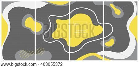 Vector Set Of Vertical Abstract Backgrounds In Minimalistic Flat Style In Colors Of The Year 2021. U