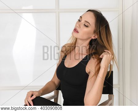 Beaty Portrait Of A Girl With Eyes Down