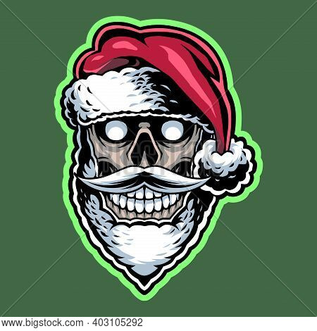 Santa Skull Head Mascot Logo Design With Background