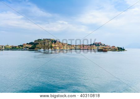 Elba Island, Portoferraio Village Harbor And Skyline. Tuscany, Italy.