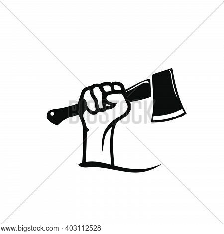Vintage Silhouette Fist Hand, Axes Logo Design Inspiration Vector