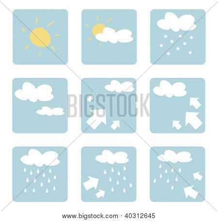 Isolerede vejr ikoner, clip art vektor illustration