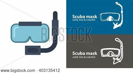 Diving Isolated Vector Icon. Scuba Mask Line Solid Flat Icon