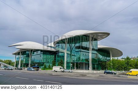 Tbilisi, Georgia - October 1, 2017: Public Service Hall Over Kura River (mtkvari) Designed By Massim