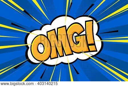Halftone Pop Art Comic Background. Speech Bubble With Omg Text. Stock Vector Illustration.