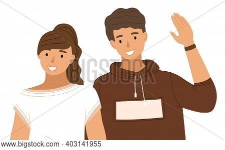 Young People In Casual Clothes Isolated On White Background. Happy Friends Guy And Girl, Couple In L