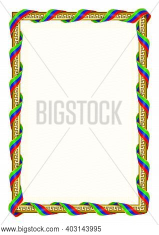 Vertical  Frame And Border With Dagestan Flag, Template Elements For Your Certificate And Diploma. V