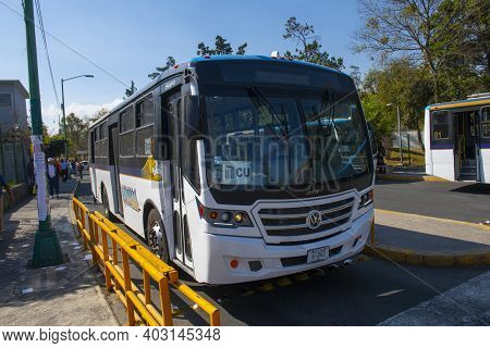 Mexico City - Jan. 15, 2020: Universidad Nacional Autonoma De Mexico Unax School Bus In Universidad 