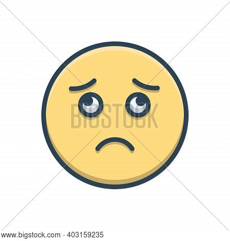 Color Illustration Icon For Sad Dispirited Indifferent Disinterested