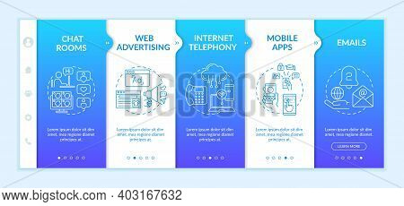New Media Examples Onboarding Vector Template. Web Advertising. Mobile Apps. Virtual Room For Chatti