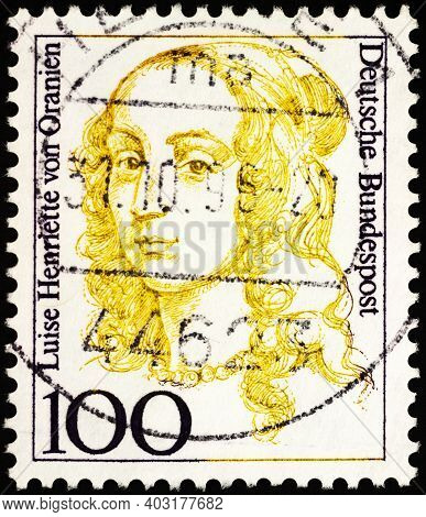 Moscow, Russia - January 11, 2021: Stamp Printed In Germany Shows Portrait Of Dutch Princess Luise H
