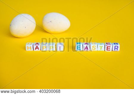 Easter Greeting Card With Painted Eggs. Seasonal Easter Message Happy Easter. Pastel And Colorful De