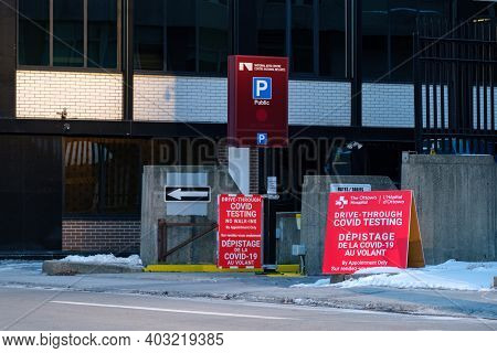 Ottawa, Ontario, Canada - January 8, 2021: The Albert Street Entrance To The National Arts Centre (n