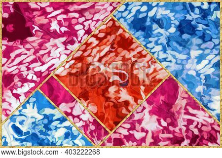 Modern Mosaic, Inlay. Ilustration In Stained Glass Style, Abstract Art Deco Background. Geometric Pa