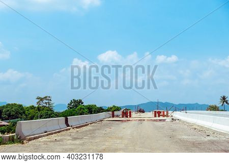 Unfinished Of Construction Of The Large Concrete Bridge Of The Motorway Elevation For The Developmen