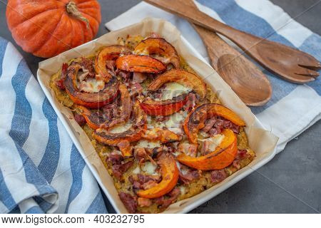 Healthy Baked Pumpkin Polenta Pizza With Cheese
