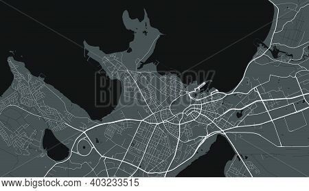 Urban City Map Of Tallinn. Vector Illustration, Tallinn Map Grayscale Art Poster. Street Map Image W