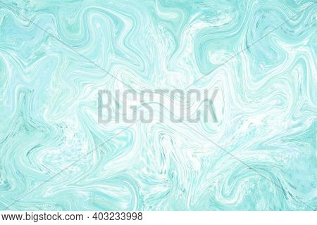 Cyan Or Mint Agate Multicolored Digital Texture. Smooth Marbling Abstraction For Wedding Card. Digit