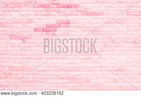 Empty Pink Brick Wall Texture Background In The Bedroom At Lovely. Brickwork Stonework Interior, Roc