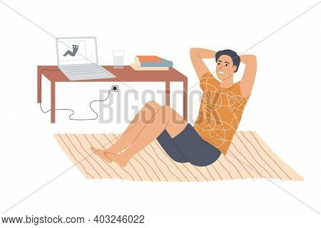 Man Doing Situps Abs Crunches At Home
