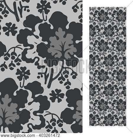 Seamless Floral Pattern (leaves, Flower, Brach) In The Eclectic Style Of The Late 19th Century
