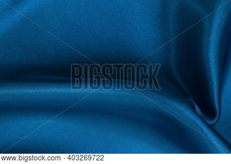Dark Blue Fabric Cloth Texture For Background And Design Art Work, Beautiful Crumpled Pattern Of Sil
