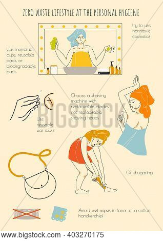 A Pre-made Poster About A Zero-waste Lifestyle In A Minimalistic Style. Vector Illustration.