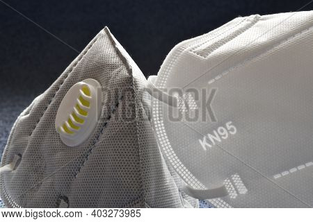 Kn95 Or N95 Mask With And Without Valve For Pm 2.5 And Virus Protection. Preventing The Spread Of Th