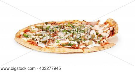 Pepperoni Pizza On A White Background Tasty, Background, No, Food, Calabresa, Delivery, Pie