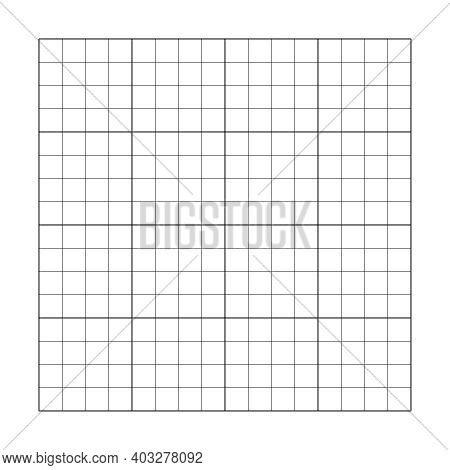4x4 Empty Grid. Vector Template Square Cell Table. Graphic Puzzle Illustration Square Cell Grid