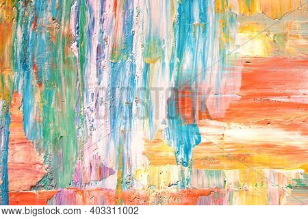 Colorful Smears Of Oil Paint On Canvas
