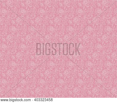 Seamless Floral Pattern. Hand Drawn Floral Texture Pink