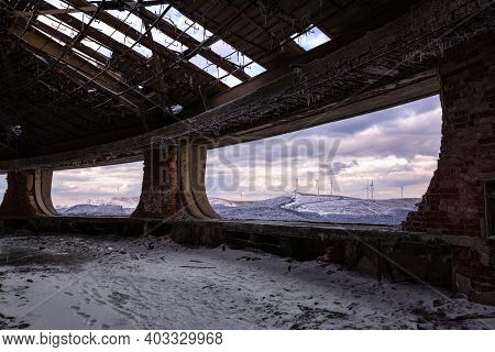 Winter Landscape From Buzludzha - Abandoned Bulgarian Communist Party's Building. Bulgaria.