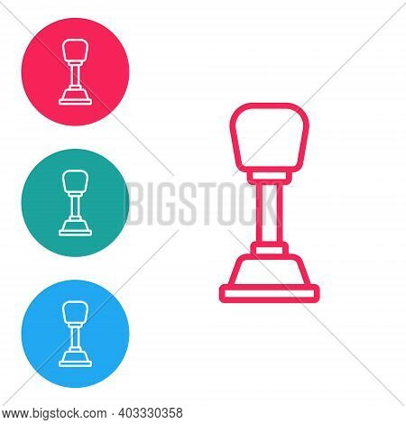 Red Line Gear Shifter Icon Isolated On White Background. Manual Transmission Icon. Set Icons In Circ