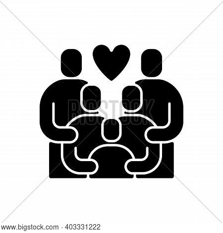 Family Reunion Black Glyph Icon. Relatives Social Gathering. Parents Celebrate Together With Childre