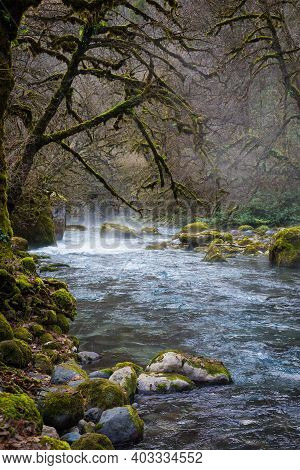 Abkhazia, Bzyb River In Winter In Clear Weather