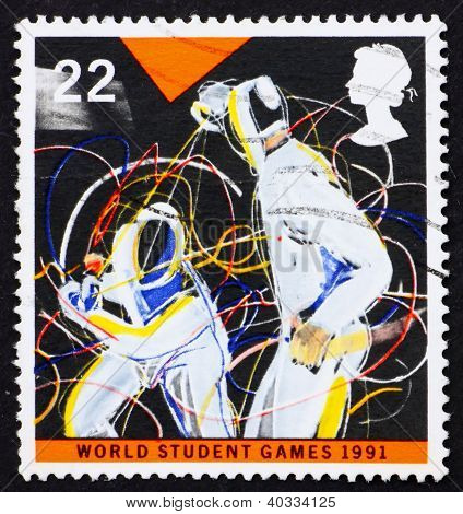 Postage stamp GB 1991 Two swordsman in fight