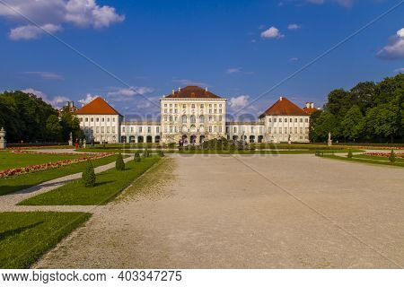 Munich, Germany - June 28, 2013: Nymphenburg Palace In Munich, Germany. This  Baroque Palace Was Bui