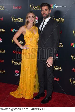 LOS ANGELES - JAN 04:  Emily Blunt and John Krasinski arrives for AACTA International Awards on January 04, 2019 in Los Angeles, CA